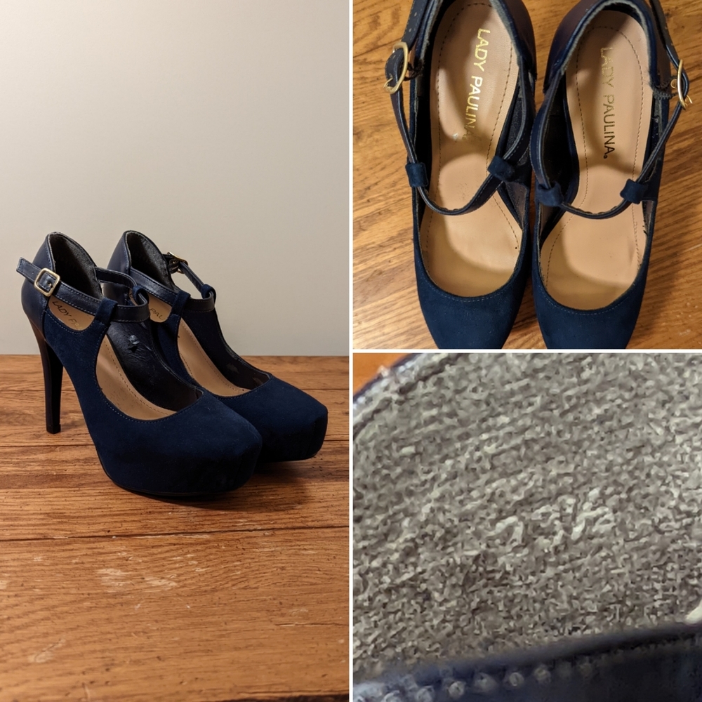 Lady Paulina Navy Suede Heels